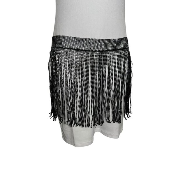 Rhinestone Metal fringe womens belt black crystal festival boho NWT 12th Tribe - Picture 8 of 8